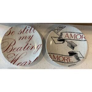 Pier 1 One Imports Love Plates Dessert/Appetizer Set Of 2‎ Hearts